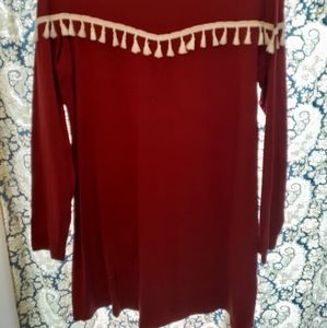 NWOT Burgundy Long Sleeve Tunic/Dress,L